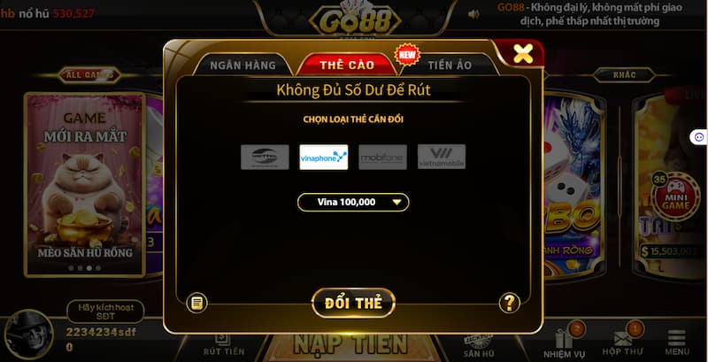 Rút tiền Go88: Tổng hợp cách rút nhanh dành cho tân thủ 2026 4 Rút tiền thông qua thẻ cào